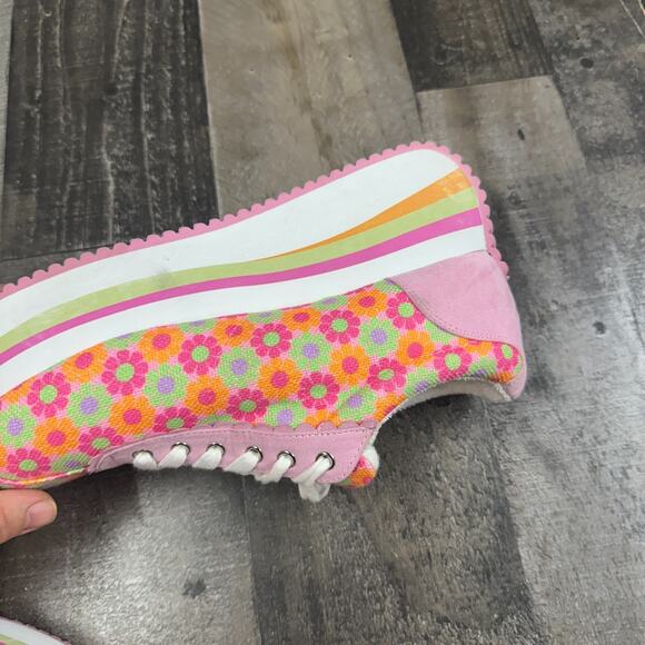 Sugar Thrillz Dolls Kill Groove With Me Floral Striped Platform Sneakers Size 10 - Picture 6 of 16